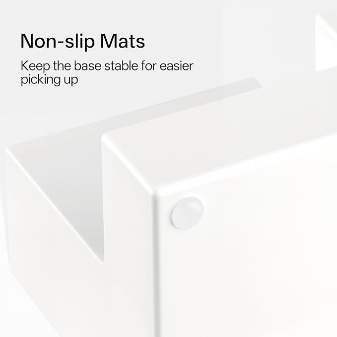 HBlife Acrylic Pen Holder for Desk, 3-Compartment Small Desk Organizer, White Office Supplies Desk Accessories with Sticky Notes Holder Stores Post It Notes 3X3 for Office, Home and School