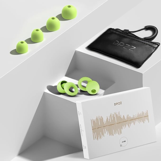 Noise Canceling Earplugs for Sleep and Concentration– New Flexible Earplugs for Better Attenuation–2 Pair Reusable –Deal for Side Sleepers &Noise Sensitive Person – 27dB Noise Cancellation–Dark Green