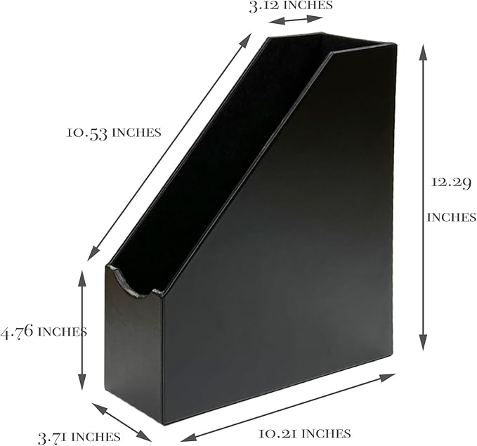 UnionBasic Magazine File Holder, Leatherette Desktop Document Organizer, Home Office Paper Holder File Storage Literature Sorter, Black, Set of 4