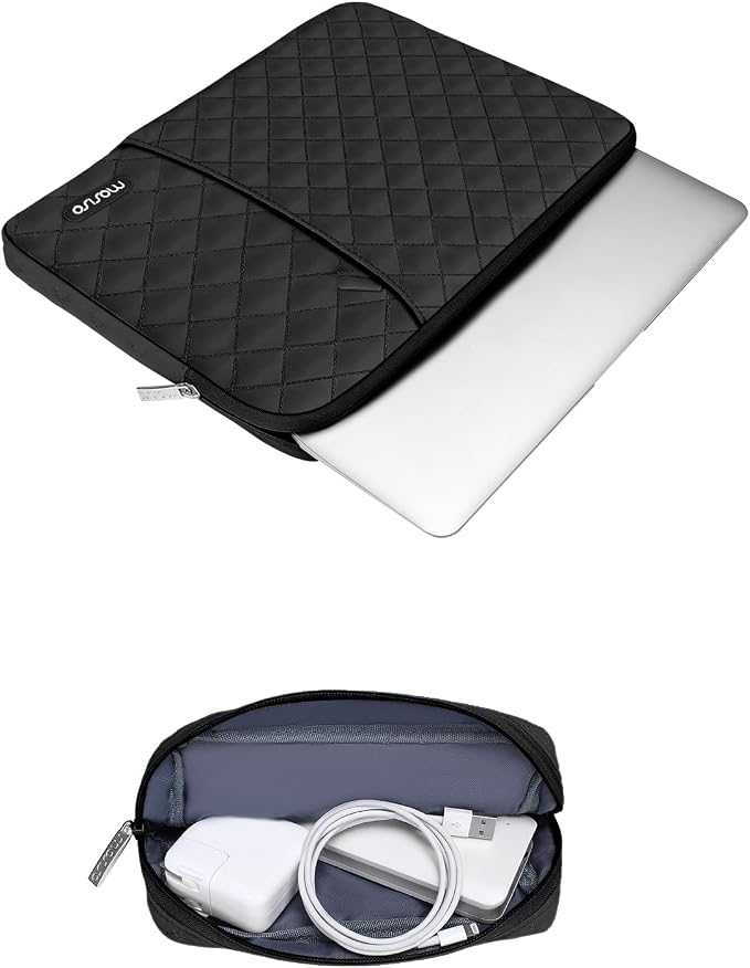 MOSISO Laptop Case 14 inch, 14 inch Laptop Sleeve Compatible with HP Lenovo Dell ASUS, HP Stream, Dell Latitude, Lenovo IdeaPad, Square Quilted Vertical Computer Bag with Pocket&Small Case, Black