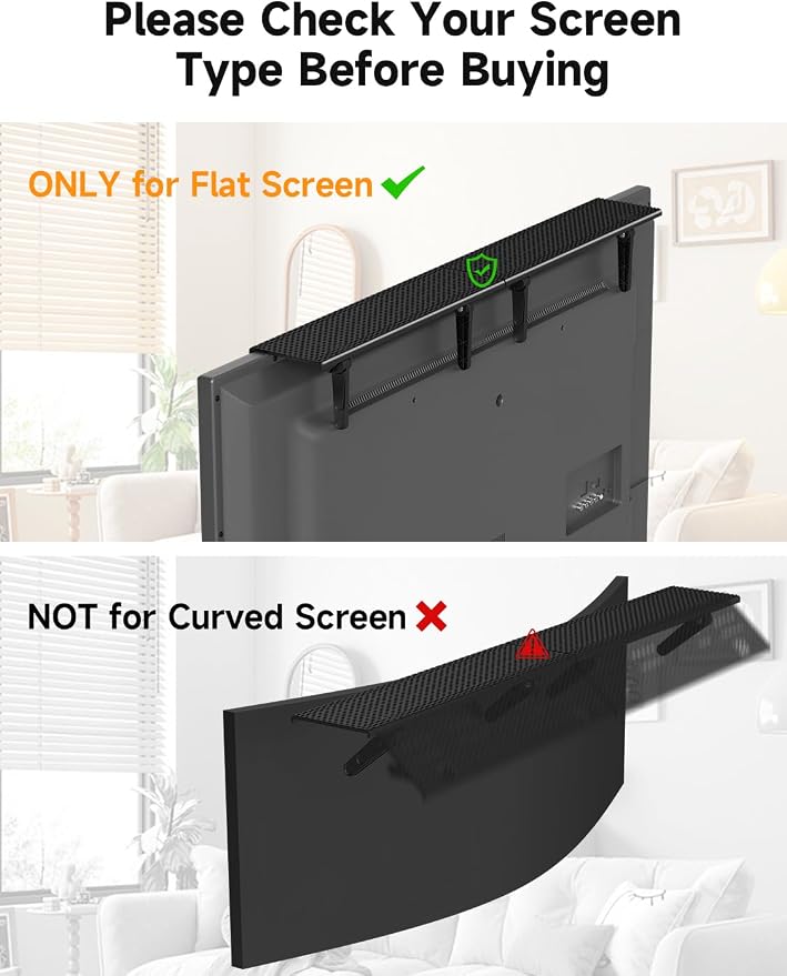 Bracwiser No Drill TV Top Shelf, 16.7 inch Wide Adjustable Monitor Top Mounting Bracket Platform Holds Soundbar, Speaker, AV Receiver, Media Box, Game Console, Router Shelves, 2 Packs (CS106XM-2)