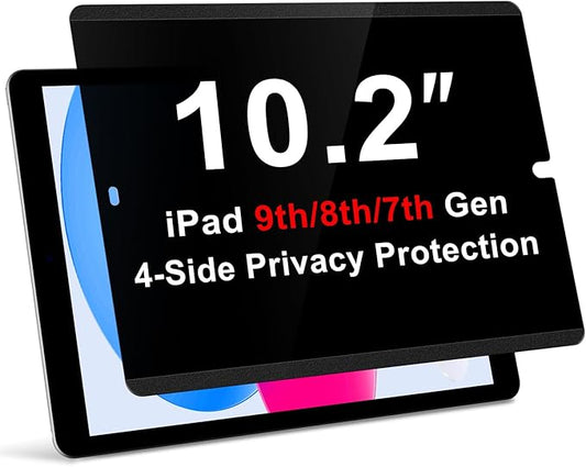 360°Magnetic Privacy Screen for iPad 9th/8th/7th Generation (10.2Inch,2019/2020/2021), Removable Anti Blue Light Glare Spy Private Filter, High Sensitive Bubble-Free Screen Protector
