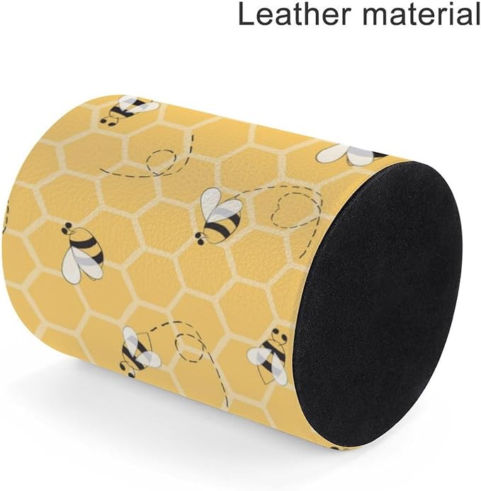 Bee Pen Holder for Desk PU Pencil Cup Organizer | Round Desks Makeup Brush Holder for School Multifunctional Office Supplies