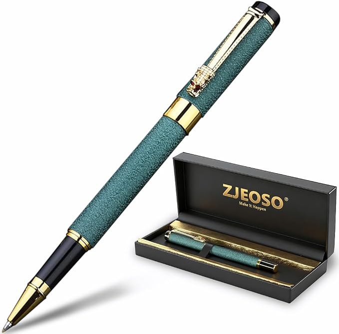 Nice pens for writing | Nice Rollerball Pens with Dragon Design, Elegant Gift Pen,for Men & Women Office & Signature Writing Pen, Refillable Black Ink Business Pen (Green)