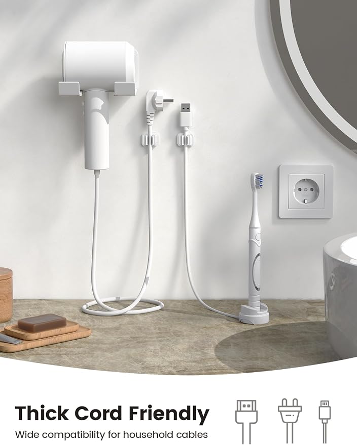 10Pack Cable Spring Holder Clips, Cord Organizer for Desk - Lamicall Adjustable Cord Clip, Wire Holder Organizer, Phone USB Charger Cable Holder, White | Wire Holder Organizer, Phone USB Charger Cable Holder, Cable Management for Nightstand Wall, Adhes...