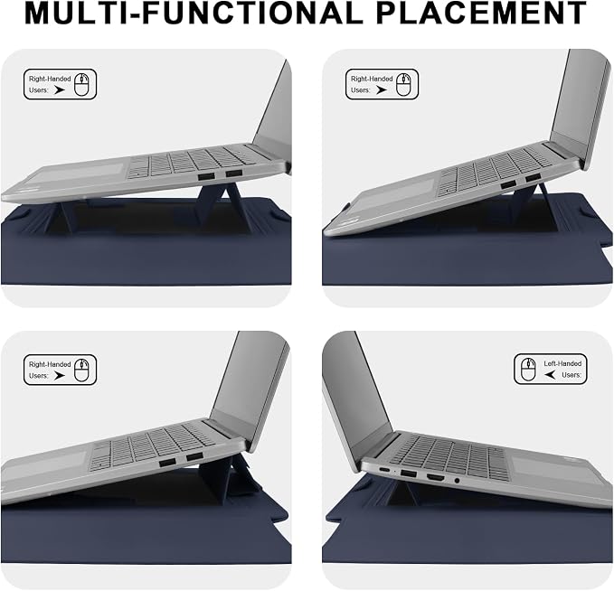 HoYiXi 13.3'' /13.6'' Laptop Sleeve Case PU Leather with Stand Compatible with MacBook Pro 14/MacBook Air 13(M1 M2)/ASUS Vivobook 14/Dell XPS 13/ASUS Matebook,13-14'' Laptop Bag,Blue