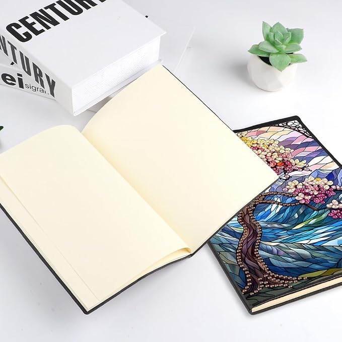 FRANDEK Color Tree Diamond Art Painting Notebook Handmade DIY A5 50 Pages Gem Art Kit, Crystal Rhinestone PU PU Journal for Creative Writing Sketching, Birthday Holiday Back To School Gift for Adults
