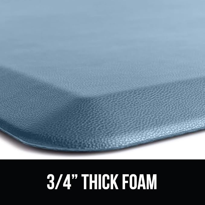 GORILLA GRIP Comfortable Cushioned Kitchen Mats for Floor, 48x20, Waterproof and Stain Resistant Soft Top, 3/4 Inch Thick Ergonomic Standing Desk Anti Fatigue Mat, Foam Supports Ankles, Feet, Sky Blue