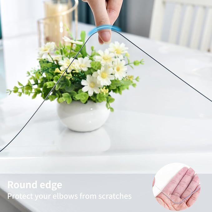 Clear Desk Mat, Non-Slip PVC Desk Protector Mat (23.6"*11.8") | Desk Mat with Round Edge, Heat Resistant & Waterproof Clear Desk Writing Mat for Home and Office
