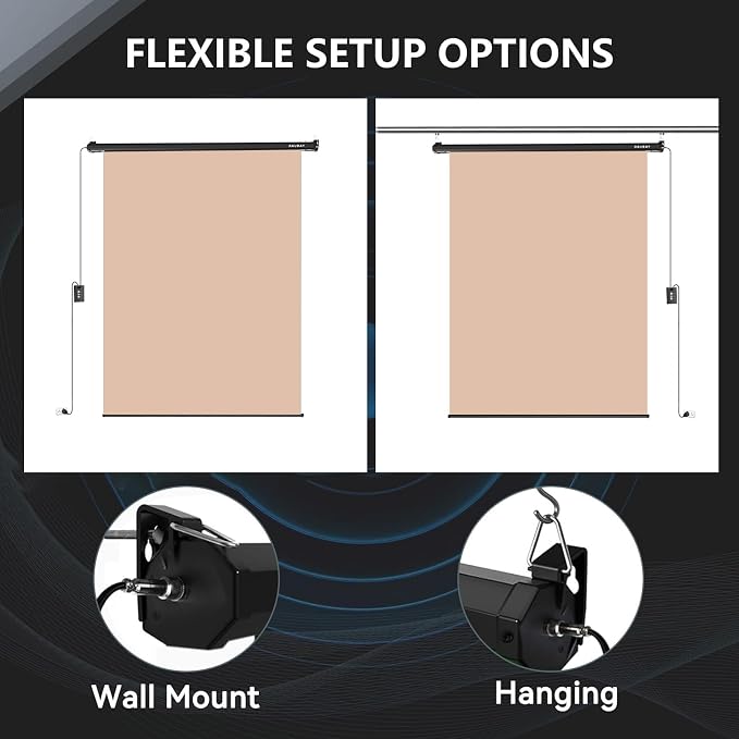 RAUBAY Motorized Pull Down Beige Screen - 59.8" x 86.6" Collapsible Wall-Mount Background for Professional Video Production, Chroma Key Backdrop for YouTube, TikTok, Streaming, Video Conferencing
