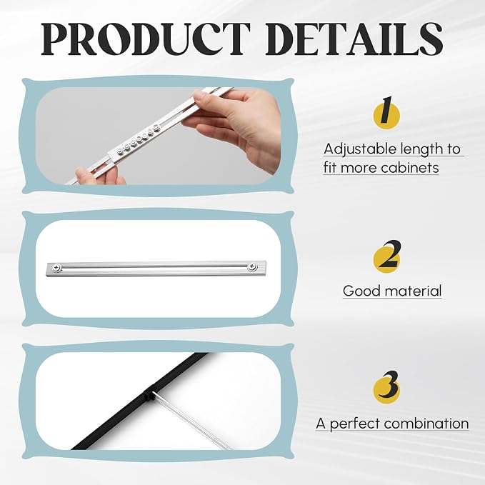 12 Pcs Metal Adjustable File Cabinet Rails Set Include 8 Hanging File Rail Clips 4 Cabinet Dividers Bars Suitable for Cabinets with Drawer Thickness Less Than 1/8 Inch (Silver,25 Inch-46 Inch)