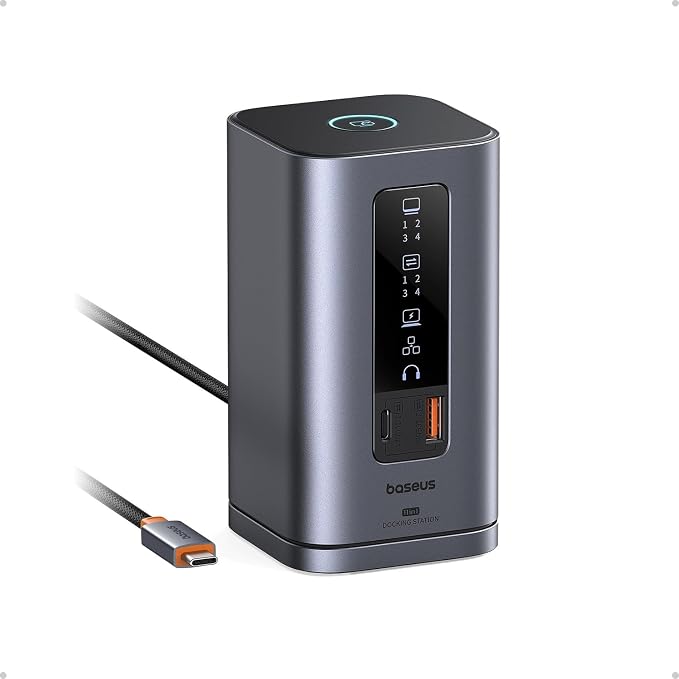 Baseus Spacemate Docking Station, 11-in-1 USB-C Dock for Windows Laptop, Triple Display with 4K HDMI & DP, 10Gbps USB-C & USB-A, Ethernet, Audio, 100W PD Charging for Dell HP Lenovo Acer and More