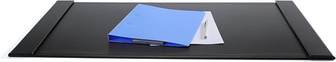 30" x 18" Leather Desk Blotter with Side Rails for Writing Leather Executive Desk Pad Protector Desk Mat for Office Home Workplace Black