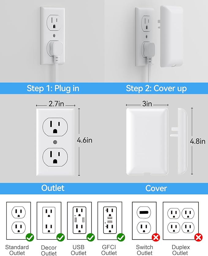 Extension Cord with Outlet Cover & Multi USB- 5 FT, Ultra Thin Plug Concealer with Cord & 12AC Outlet 6 USB (24W/4.8A), Charging Station for Multiple Devices, for Behind Wall Furniture Couch Sofa TV
