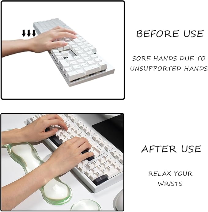Clear Gel Wrist Rest for Keyboard and Mouse, Green Silicone Mouse Wrist Rest Set, Cute Ergonomic Wrist Rest for Keyboard 60%/75%(Green)