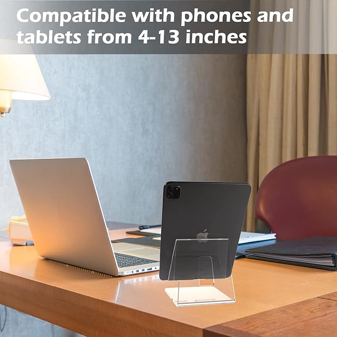 Kamehame Acrylic Desk Tablet Stand - Clear iPad & Galaxy Tab Stand (4-13 inches)