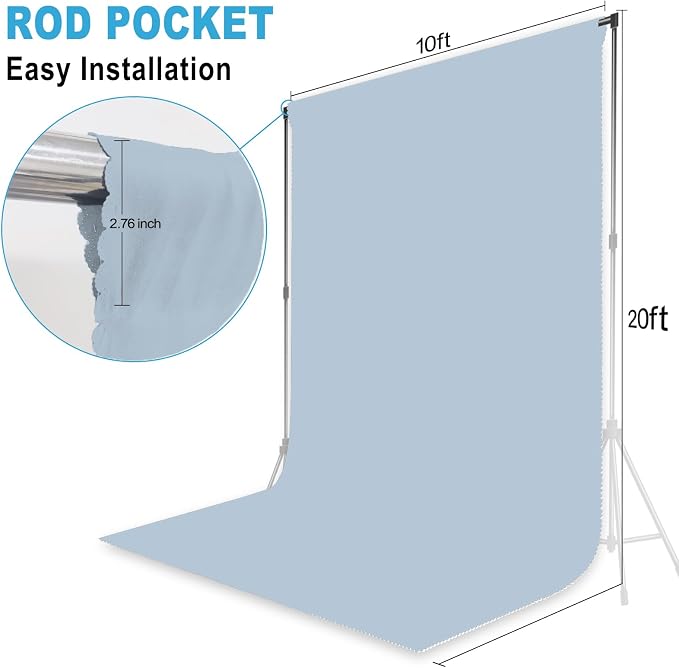 BlueAura Photo Backdrop, Dusty Blue 10X20 FT | Professional Background, Product Photography, Portraits, Wedding, Party, Live Streaming Video Recording for Photoshoot