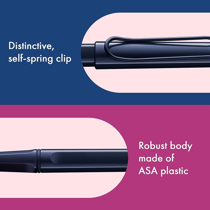 Lamy safari dark dusk - Rollerball Pen with ergonomic grip & line width M - for pleasant long writing - made of robust ASA plastic - including rollerball refill M 63 in black