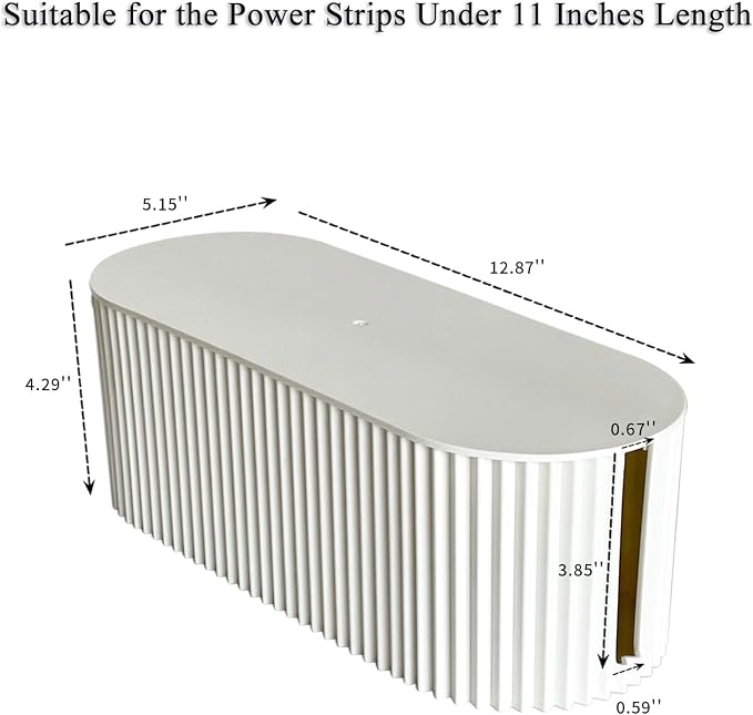White Cable Box Organizer, Small, Plastic | Cord Hider Box with Lid, For Desk and Floor, Power Strips Cover, For Home, Office, Computer, TV, School, Kitchen