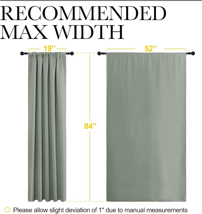 NICETOWN Window Curtains Blackout Drapes - Thermal Insulated Solid Rod Pocket Blackout Curtains/Draperies for Living Room (Sage Green, One Pair, 52 by 84-Inch)