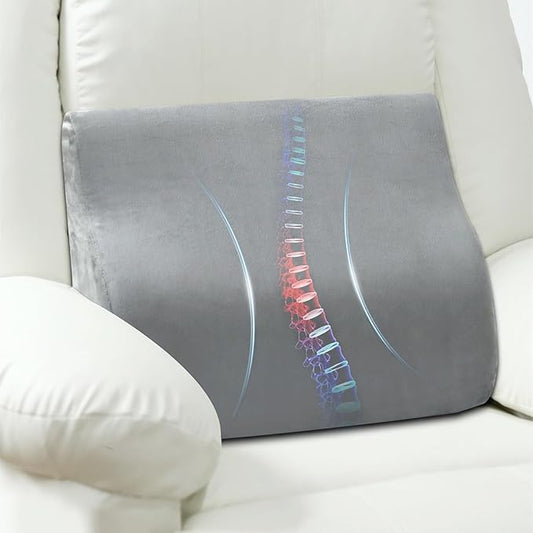 Lumbar Support Pillow for Recliner, Ergonomic Back Support Pillow | Dual-Layer Memory Foam, Soft Velvet Cover, Lower Back Pain Relief, Couch Back Cushions for Recliner, Sofa & Gaming Chair