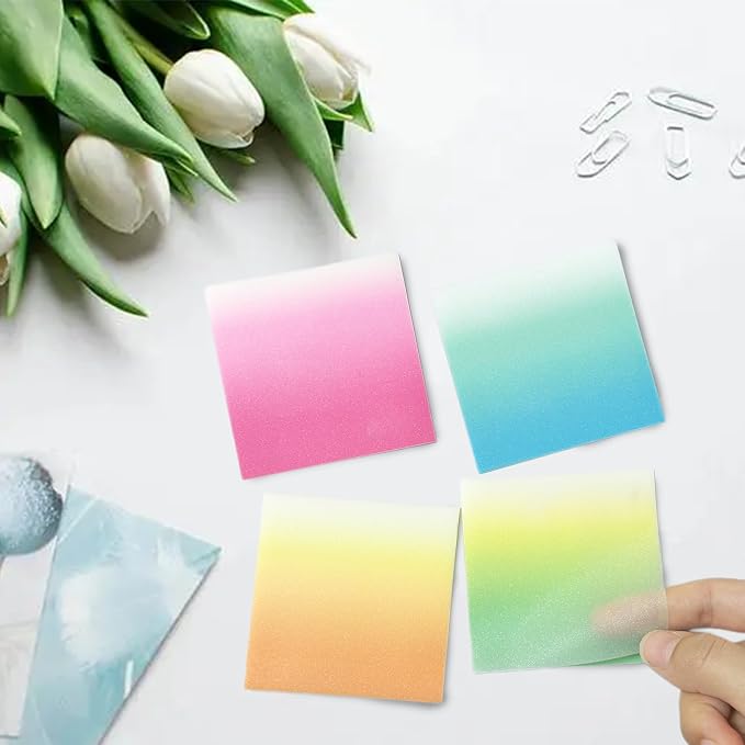 Transparent Sticky Notes,Clear Sticky Notes,3x3 in Gradient 4 Color Waterproof Tabs in 4,Office Message Note Paper 200 Sheets