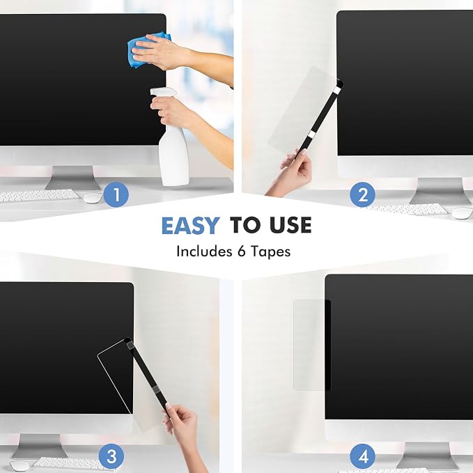 DOLLAR BOSS 5.5" x 3.1" Monitor Memo Board, 2 Pcs Clear Acrylic Office Desk Accessories Computer Screen Side Note Holder Transparent Message Board for Sticky Notes Reminders & Memos, Fits PC & Laptop