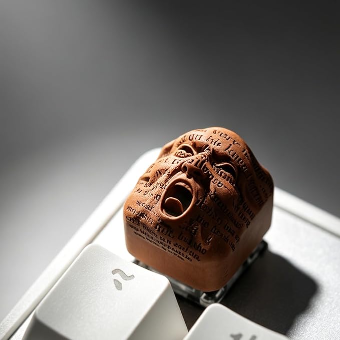 Artisan Skull Keycaps, Custom Cool Cover Caps for MX Mechanical Keyboard, Resin Handmade 1U Single Replacement for Esc Del Arrow Key (Brown)