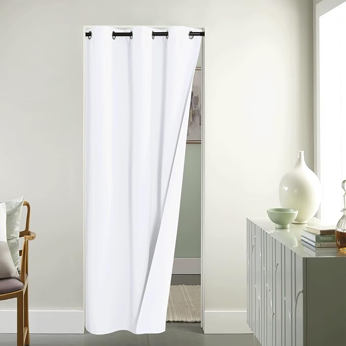 NICETOWN Pure White Room Darkening Curtains for Bedroom, Thermal Insulated Grommet Window Curtains for Bathroom, French Door Curtain for Doorway, 42" Width x 95" Length, 1 Panel