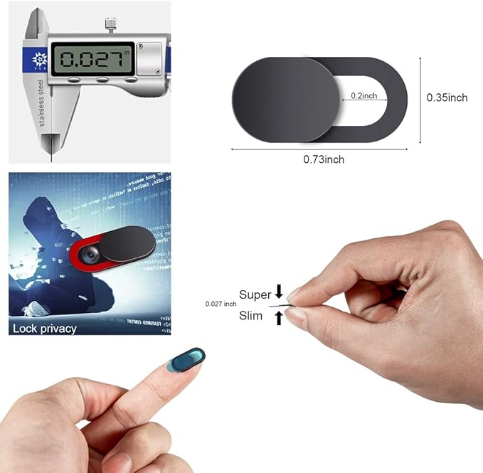 Camera Cover, Webcam Cover Slide, Ultra-Thin, Red, Compatible with Laptop, Tablet, Cellphone, Desktop, Camera (3-Pack)