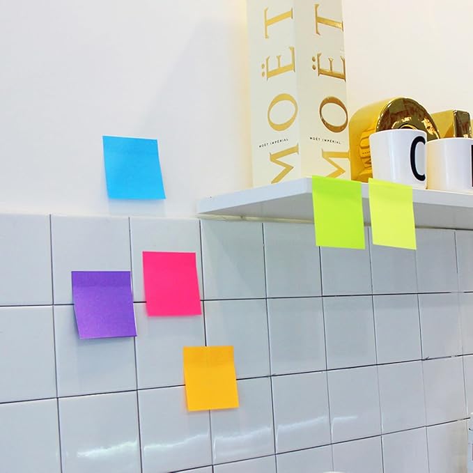 Sticky Notes 3x3 Inches,Bright Colors Self-Stick Pads, Easy to Post for Home, Office, Notebook, 48 Pads/Pack