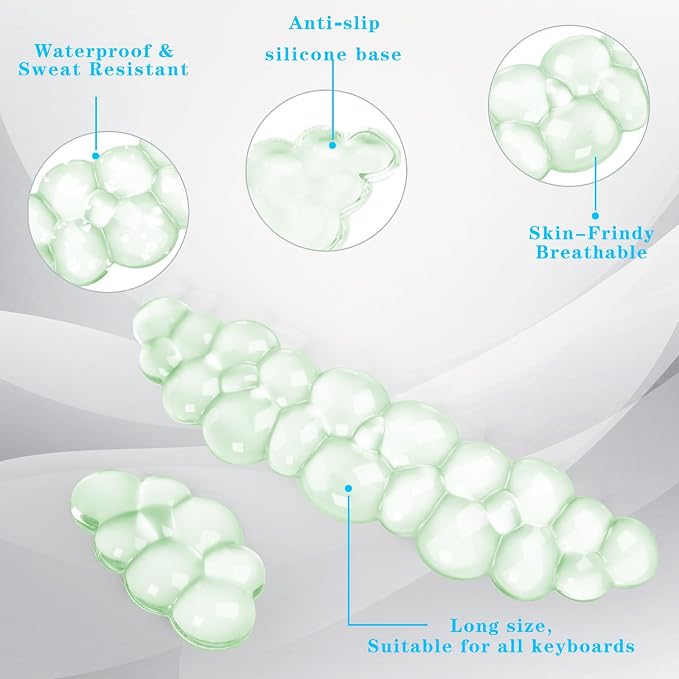 Gel Cloud Keyboard and Mouse Wrist Rest, Cute Wrist Support and Arm Support Keyboard Rest for Keyboard and Mouse Typing Pain Relief，Suitable for Office/Computer/Laptop/Gaming （Green）