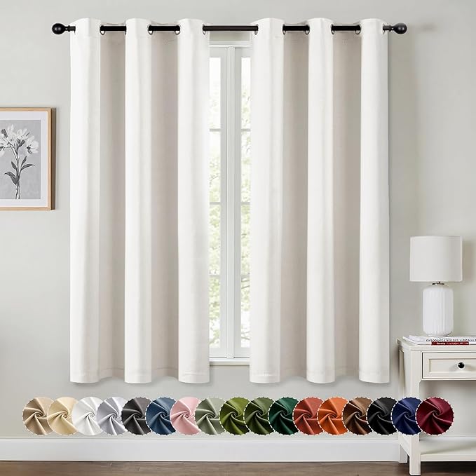 MIULEE Blackout Curtains for Bedroom Living Room 2 Panels, Thermal Insulated Room Darkening Drapes Grommet Noise Reducing Light Blocking Window Treatments 54 Inches Long 40x54 Inch Ivory