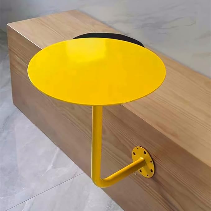 Wall-Mounted Small Round Table for Cafe, Dessert Shop & Home - 3.0MM Thick Iron Metal Anti-Deformation, Space-Saving(Yellow,40x45x20cm)