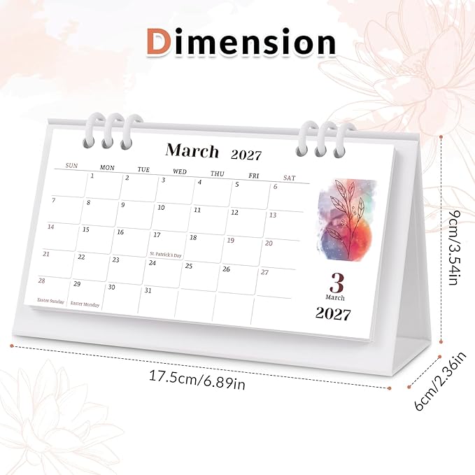 KONVINIT Small Desk Calendar 2025-2027, Aesthetic 2026 Desk Calendar - 6.3" x 3.1" - Runs From July 2025 Until June 2027, 24 Months Mini Desktop Calendar for School, Home and Office Supplies