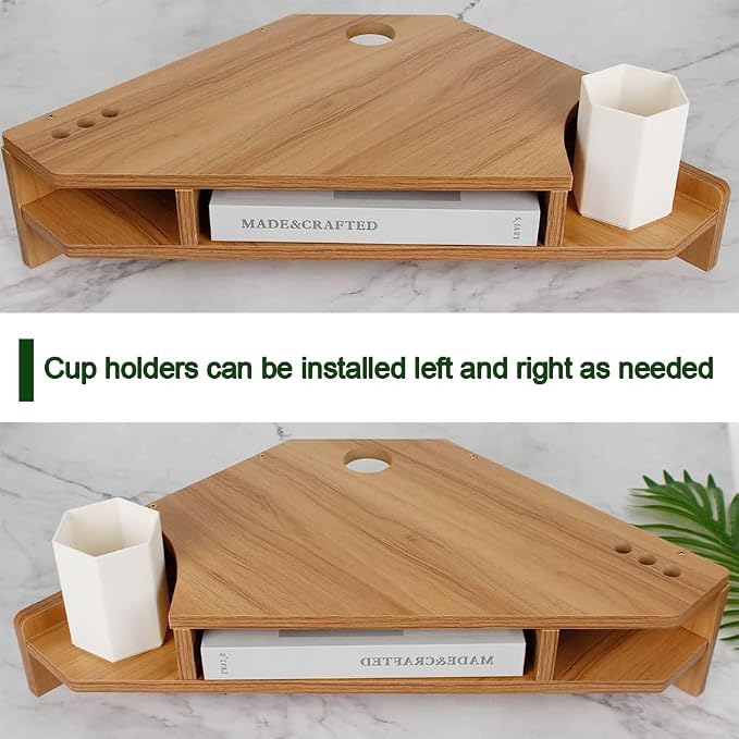 Triangle Monitor Stand Riser,Cut Triangle Save Space Desktop Corner,Desktop corner shelf with drawers wooden computer stand with storage laptop risers office organization. (No drawer)