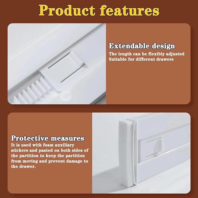 4 Pcs Drawer Dividers for Clothes, 3.15" High 11.34"-19.69" Adjustable Expandable Dresser Drawer Organizer, Clear Plastic Separators for Dresser, Baby Clothing (4, clear)