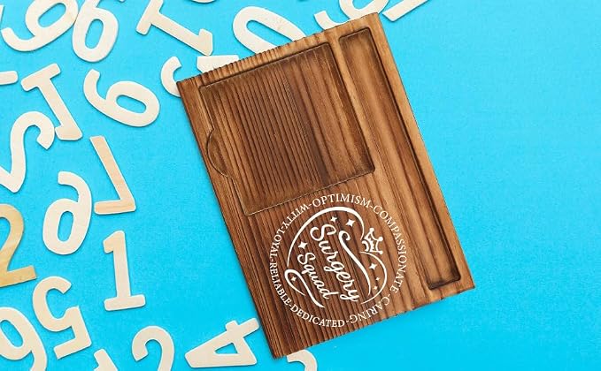 THRXOBN Desk Organizer for Surgical Teams & Healthcare Professionals - Natural Wood with Slots for Notes, Pens, and Small Office Supplies – Elegant & Practical Workspace Solution,WSH15