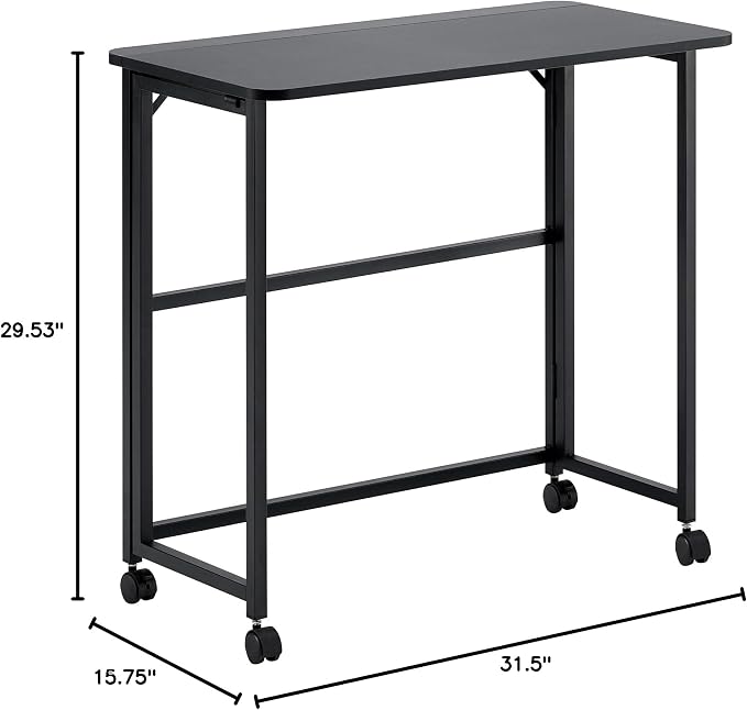 Small Folding Desk 31.5 Inch Foldable Computer Desk for Small Spaces Sturdy Portable Writing Desk for Home Office Study Bedroom Black 80x40cm