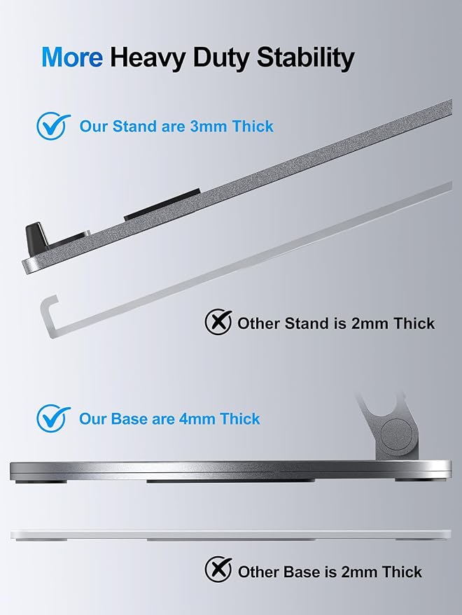 YICOSUN Laptop Stand for Desk, 360° Rotating Height Adjustable Computer Stand, Ergonomic Aluminum Laptop Riser with Ventilated Cooling, Foldable for 10-16 inch MacBook Pro Air Neo Dell HP - Gray
