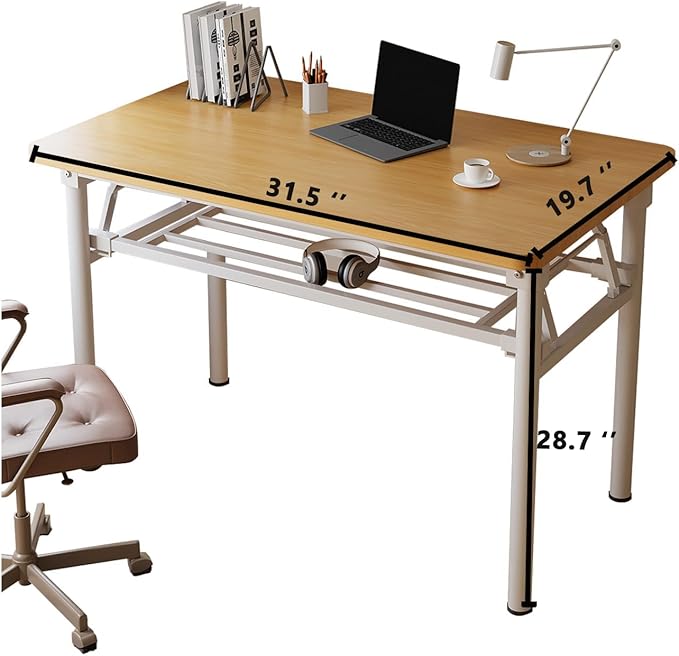 Small Folding Desk No Assembly,31.5 Inch Folding Computer Desk Small Foldable Table for Home Office.