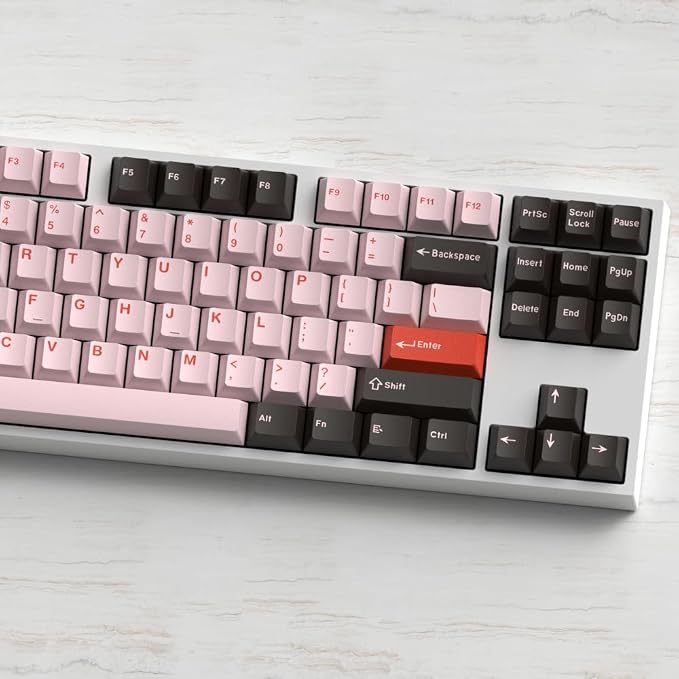 Guffercty kred Cherry Profile PBT Keycaps 156 Key Set, Fade Resistant Custom Keycaps Fit 60%/65%/75%/80%/TKL/100% Mechanical Keyboard (Flamingo)