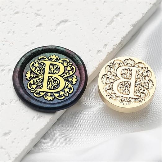 Flower Initial Alphabet B Wax Seal Stamp & Eucalyptus Love Sealing Stamp with Wax Stamp Brass Head Ideal for Wedding Invitations Gift Wrapping Christmas (Floral B)