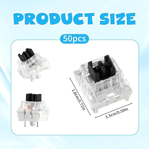 Keyboard Switches, 50 Pcs 3 PIN Black Keyboard Clicker Replacement Dustproof Keyboards Switch for Most Gaming Keyboards