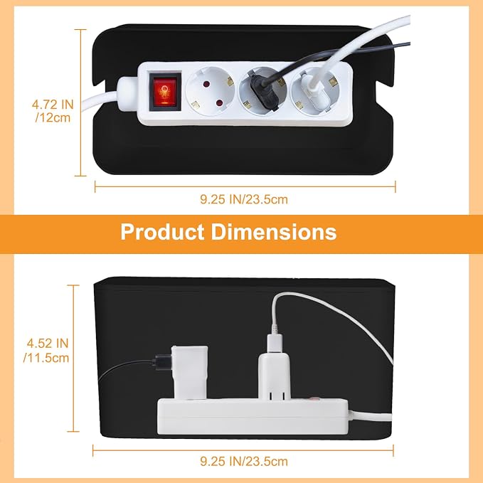 Mini Cable Management Cord Cover Wire Hider Box Concealer Organizer Protector System for Home Theater Entertainment Center Office School (Mini, Black)