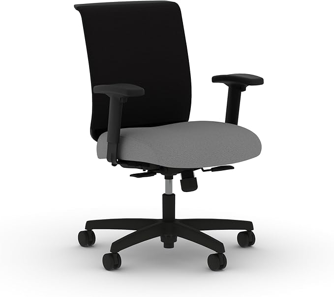 HON Convergence Ergonomic Office Chair with Mesh Back, Adjustable Arms, Lumbar Support, Synchro‑Tilt Desk Chair with Wheels for Home Office or Computer Use, Black Frame, Frost