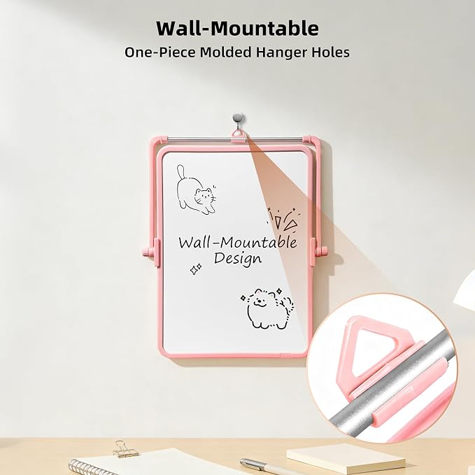 Colorful Dry Erase White Board 8.3x11in, Magnetic Desktop Board with Stand, 2 Markers (Eraser Head), 4 Magnets - Double-Sided Easel for Daily Planning, Memo, Office/Home/School (Orange)