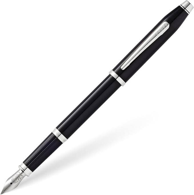 Cross Century II Black Lacquer Medium Nib Fountain Pen - Professional Pen for Everyday Use - Smooth Writing - Comfortable Grip - Black Ink - Durable Construction - Includes Gift Box