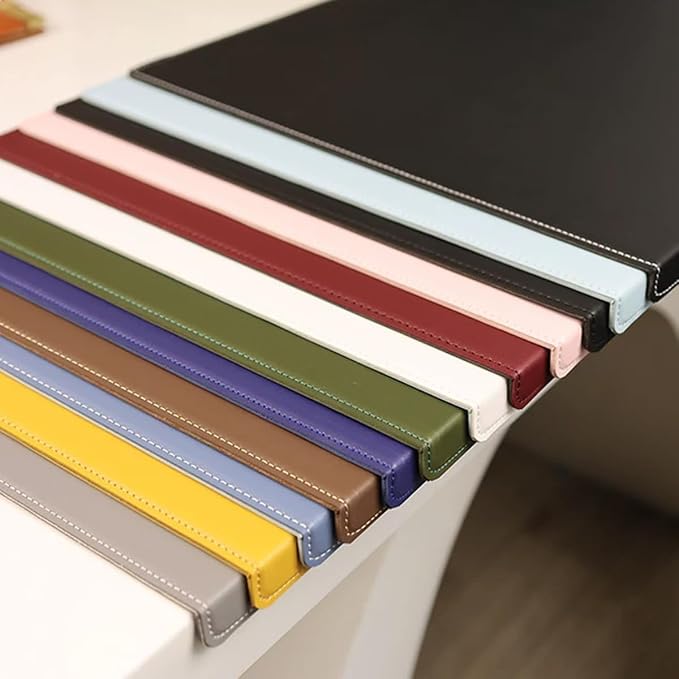 Leather Desk Mat with Stitched Edges & Edge Protection, Non-Slip Large Office Desk Mouse Pad for Work Game Typing, Waterproof Writing Table Extended Protector (Black,35.4"x17.7")