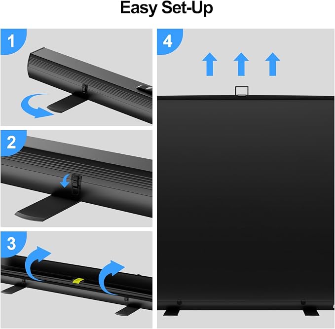 EMART 58x74in Collapsible Black Backdrop Screen, Retractable Chroma Key Panel for Photo Background Removal, Portable Wrinkle-Resistant Backdrop with Stand for Streaming, Photographic Studio, TikTok